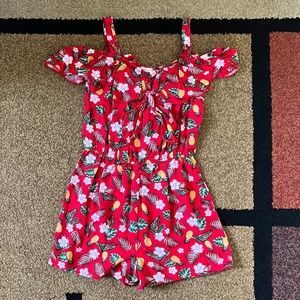 Jenna & Jessie - Tropical Print Girls Romper - Size 7